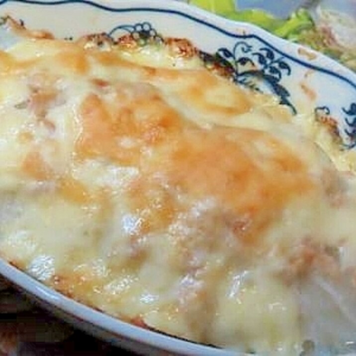 スライス蒸し大根とツナのグラタン